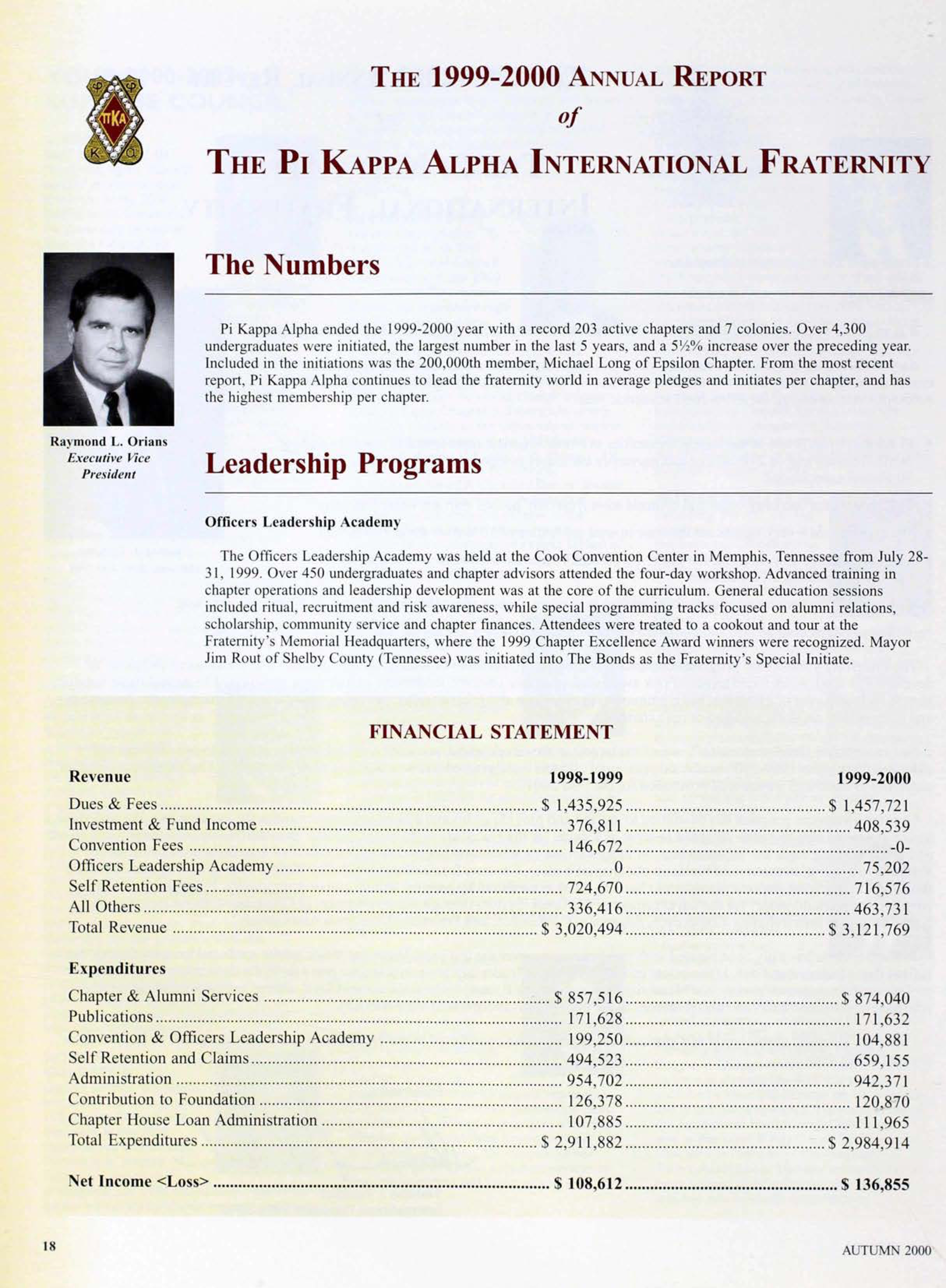 1999-2000 Annual Report: Leadership Programs, Autumn 2000